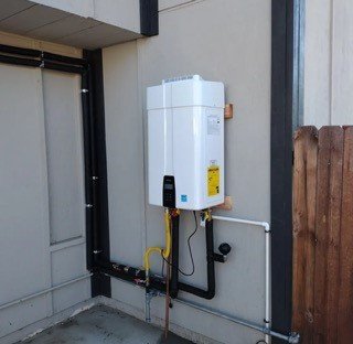 tankless water heater outside