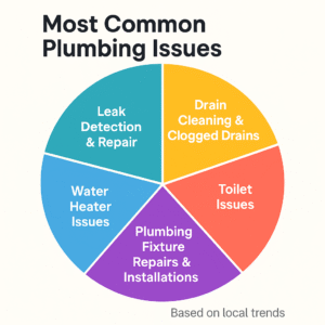 Colorful pie chart showing the most common plumbing issues in Murrieta.